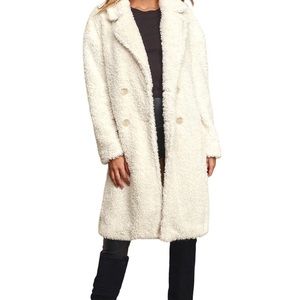 Lulu's Mindful Miss White Midi Teddy Coat NWT‎